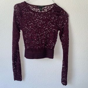 Lace Crop top. Burgundy. Womens size M